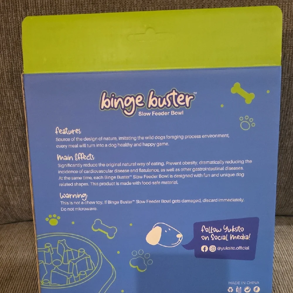 Yuksito Binge Buster Slow Feeder Bowl For Dogs, New, 7 Inches Diameter